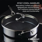 Circulon Clad Stainless Steel Saute Pan with Lid and Hybrid SteelShield and Nonstick Technology, 5 Quart - Silver