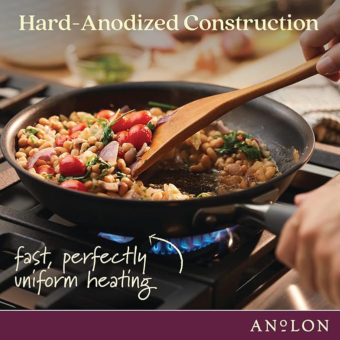 Anolon Advanced Home Hard Anodized Nonstick Skillet, 10.25 Inch – 10 Inch Fry Pan, Non Stick Saute Pan, Durable Cooking Skillet - Moonstone