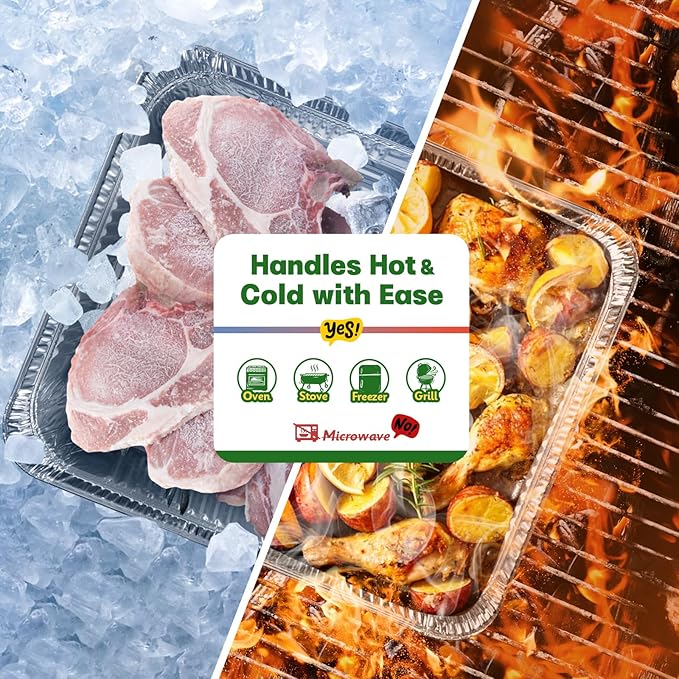 9x13 Aluminum Pans [40 Pack], Extra Heavy Duty Half Size Disposable Aluminum Foil Pans, Deep Baking Pans for Cooking, Roasting, Heating, and Steam Tables