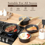 GiPP Ceramic Pots and Pans Set Non Stick - 17 Pcs Nonstick Cookware Set, Non-toxic Healthy Kitchen Cooking Set w/Frying Pans Set, Dishwasher Safe, PFAS PTFE PFOA PFOS Free