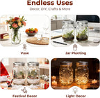 CycleMore 16oz Mason Jars, 15 Pack Embossed Glass Canning Jars with Lids and Bands, Overnight Oats Containers for Canning, Pickling, Food Storage, DIY Projects