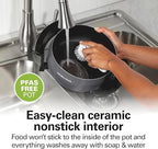 Hamilton Beach 12 Cup Electric Fondue Pot Set with Temperature Control, 6-Color Coded Forks, for Cheese, Chocolate, Hot Oil, Broth, 3 Quart PFAS-Free Nonstick Interior, Gray (86202)