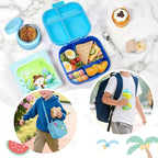 Kids Bento Lunch Box with 12oz Soup Thermo, Kids Leakproof Lunch Food Container with 4 Compartments, Insulated Lunch Bag & Water Cup for Girls Boys to School Travel