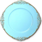 allgala Heavy Quality Round Charger Plates - Charger for Dinner Plate - Set of Charger Plates for Table Decor - Ideal for Weddings, Thanksgiving Parties & Holidays - Floral Turquoise (13-Inch 48-Pack)