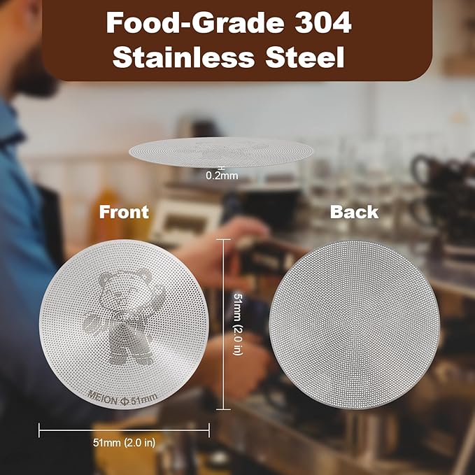 MEION 51mm Espresso Puck Screen-3 Pack 0.2mm Ultra Thin Espresso Puck, Stainless Steel Reusable Coffee Filter, Compatible with Espresso Machine 51mm Portafilter Basket