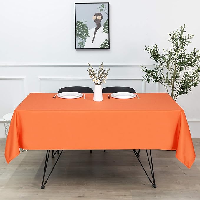 sancua Rectangle Tablecloth - 54 x 78 Inch - Stain and Wrinkle Resistant Washable Polyester Table Cloth, Decorative Fabric Table Cover for Dining Tables, Buffet Parties and Camping, Orange