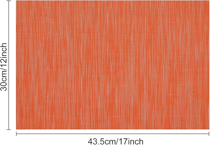 Myir JUN Placemats Set of 4, Vinyl Woven Placemats Place Mats Indoor Set of 4 Washable Table Mats Non-Slip Place mats for Dining Table (Orange, Set of 4)