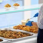 WILPREP 4-Pan Commercial Food Warmer with Sneeze Guard, Four 1/2 Pans, 1500W Countertop Electric Warmer, 86-185°F Adjustable Temp Control, Stainless Steel Buffet Bain Marie