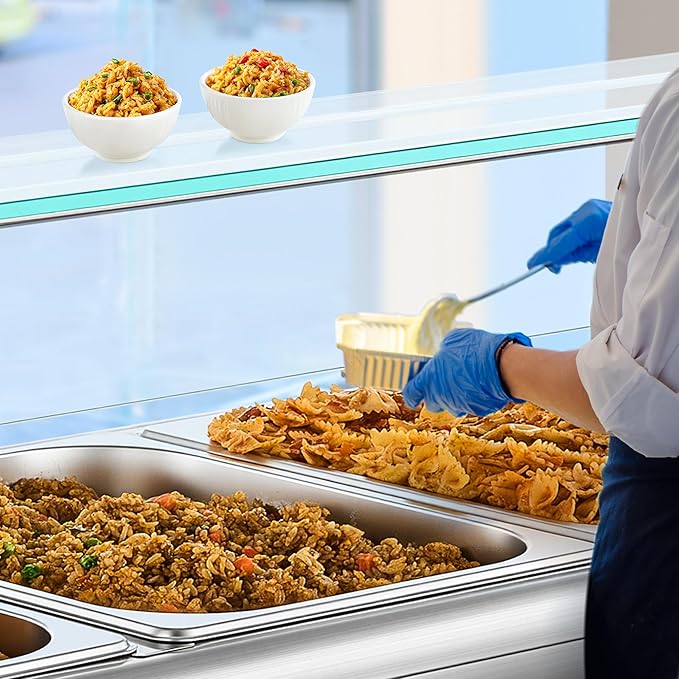 WILPREP 4-Pan Commercial Food Warmer with Sneeze Guard, Four 1/2 Pans, 1500W Countertop Electric Warmer, 86-185°F Adjustable Temp Control, Stainless Steel Buffet Bain Marie