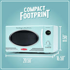 Nostalgia Retro Countertop Microwave Oven, 0.9 Cu. Ft. 800-Watts with LED Digital Display, Child Lock, Easy Clean Interior, Aqua