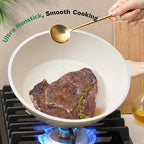 13 Pcs Pots and Pans Set, Nonstick Cookware Sets White Granite Induction Cookware, Non-toxic Healthy Non stick Kitchen Cooking Set with Frying Pans Set, Saucepans (PFAS/PFOA/PFOS Free)