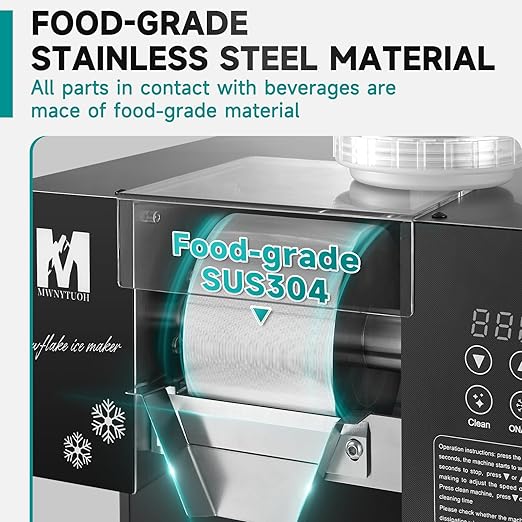 Snowflake Ice Machine, 485.0LBS/24H 1000W Shaved Ice Machine, Rapid Cooling, Food-Grade Stainless Steel Material, Snowflake Ice Maker for Dessert, Ice Cream, Suitable for Party＆Commercial Use