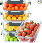 30 oz 5 Pack Glass Meal Prep Containers, Glass Storage Containers with Lids - Dishwahser, Microwave, Oven and Freezer Safe