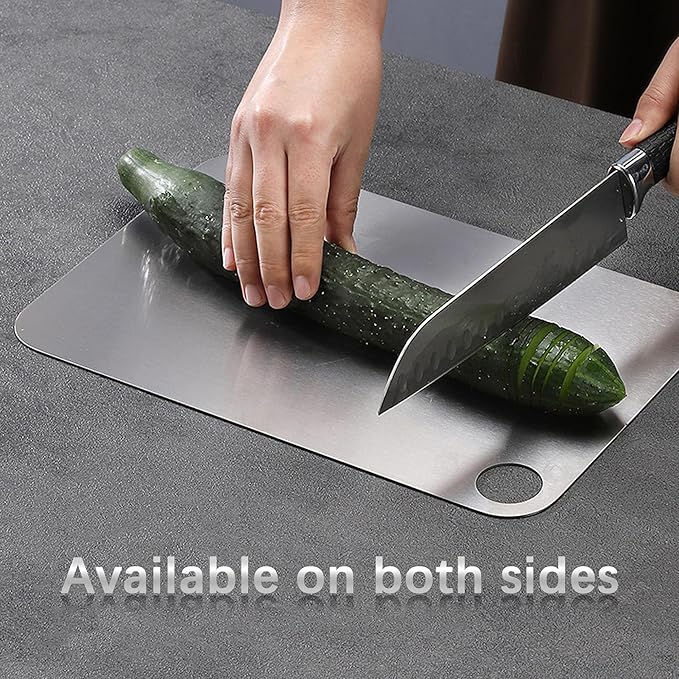ZERRO Titanium Cutting Board 14.17" x 9.84", 100% Pure Titanium Cutting Boards for Kitchen Double Sided Food Grade Hygiene & Durability Titanium Chopping Cutting Board for Meat Veggies Fruits