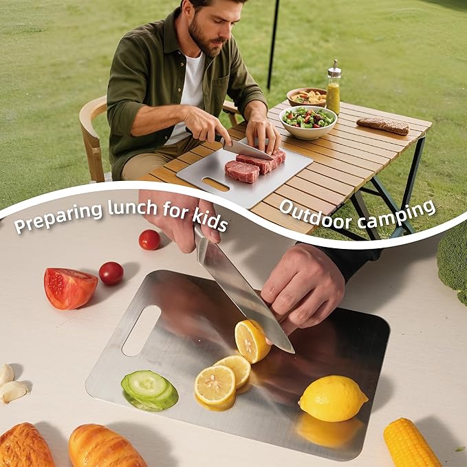 Stainless Steel Cutting Boards for Kitchen, 304 Steel Chopping Boards for Meat, Fruits & Break, Non-Slip, Dishwasher Safe, Pack of 3 (15.3"x11", 13.4"x9", 11.8"x8")