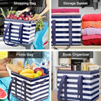 WISELIFE 4 Pack Reusable Grocery Bags Large Water Resistant Grocery Collapsible Heavy Duty Tote Bags for Shopping Picnic