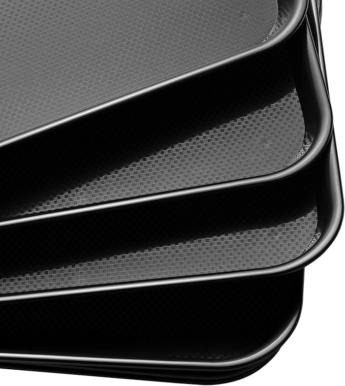 Plastic Cafeteria Trays,Fast Food Serving Trays,13"X17",Set of 6 (Black)