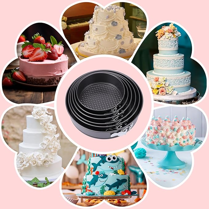 Springform Pan, Nonstick Cake Pan, Round cheesecake pan with leak-proof non-stick bottom removable bakeware.Cheesecakes, Pizzas and Quiches. (7+8+8.5+9.5+10+11 Inches)