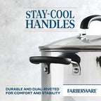 Farberware Brilliance Stainless Steel Dutch Oven/Casserole Pan with Glass Lid, 5 Quart, Dishwasher Safe and Induction Ready, Compatible with All Cooktops, Stainless Steel