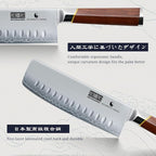 Nakiri Knife 7 Inch, Hand Forged Japanese High-corbon Steel Chef Knife, Multipurpose Meat and Vegetable Kitchen Knife with Red Sandal Wooden Handle & Gift Box