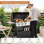 Sophia & William Propane Gas Grill and Griddle Combo with Porcelain-Enameled Cast Iron Grates, Dual Outdoor BBQ Grill with Flat Top Griddle for Barbecue, 696 SQ.IN. Cooking Area
