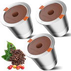 RETHONE K Cup Reusable Coffee Pods, Stainless Steel Reusable K Cups Compatible with Keurig 1.0 & 2.0 Coffee Machines Brewers Refillable K Cups (3 Pack)
