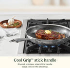 Cuisinart FusionElite+ Nonstick Tri-Ply Stainless Steel Skillet, 10″ Skillet Frying Pan with PURELYSEAR Ceramic Nonstick Technology, Scratch Proof, Cool Grip Handles, Dishwasher Safe