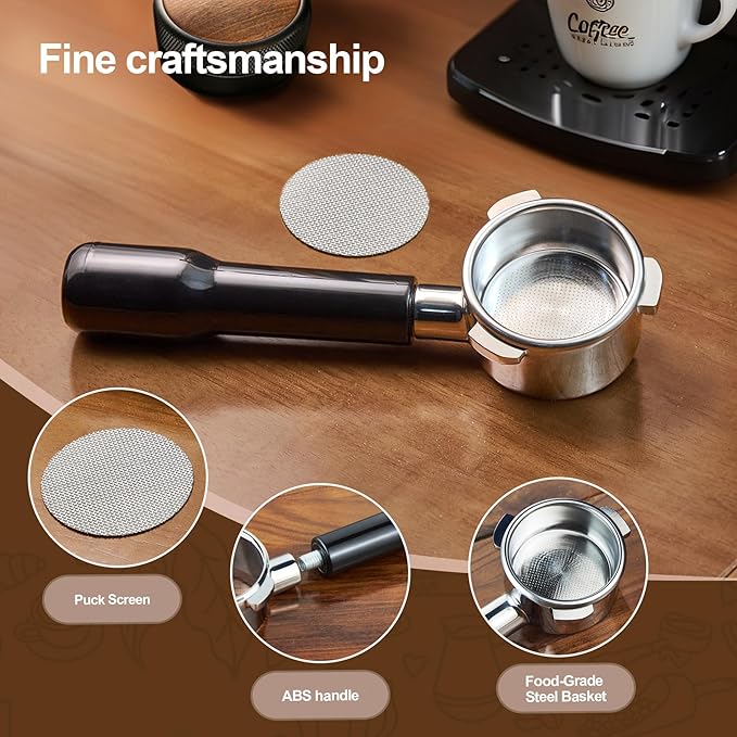 54 mm Bottomless Portafilter with Puck Screen, 3 Ears Espresso Portafilter Compatible with Breville Barista Express Machines,Stainless Steel Por tafilter and ABS Handle for kitchen
