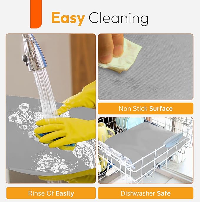 Silver Teflon Liner Roll for Ovens, Stovetops & Grills (75” x 17”) - Cut to Custom Fit - Versatile Non-Stick Teflon Mat, Can Use As Oven Liner, Grill Mat, Stovetop Cover, Baking Sheet, etc.