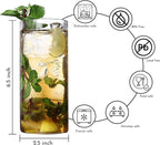 Highball Drinking Glasses Set of 8 | 15 oz Capacity | Thin And Light Borosilicate Tumblers Can Be used For Drinking Beer, Cocktail, Water,Whiskey,Milk
