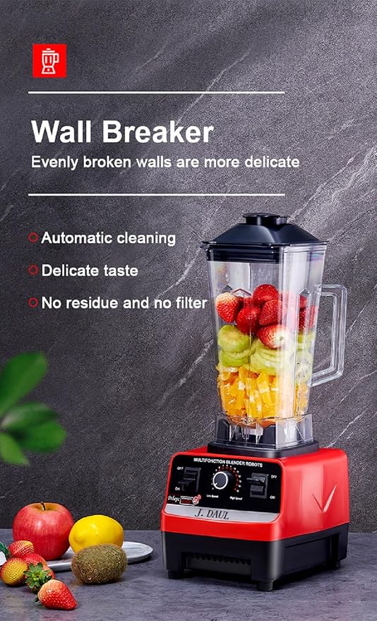 Professional High Speed Blender for Shakes and Smoothies,Home Commercial Countertop Food Processor,2500W 9525 Pure Copper Motor,Double Bearing Blades