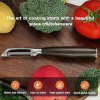 Serrated Blade Premium I Type 304 Stainless Steel Multifunctional Kitchen Peeler Real Wood Handle Ultra Sharp Blade Vegetable Potato Apple（Agarwood）