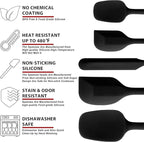 Anaeat Silicone Spatula Set of 5 - Seamless One-Pieces Design, Non-Stick Rubber Spatulas Kitchen Scraper Flexible for Easy Baking, Cooking, Scraping & Mixing, Heat Resistant & Dishwasher Safe