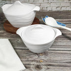 Casserole Dish 31.8 ounce French White Ceramic Bakeware Set with Lids, Chip and Crack Resistant Stoneware Baking Dish, Microwave, Dishwasher, Oven, Freezer and Fridge Safe (8.7 Inch)