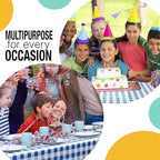 Exquisite Party Solids 54 Inch X 100 Feet Blue Gingham Plastic Table Cover Roll in A Cut - to - Size Box with Convenient Slide Cutter. Cuts Up to 12 Rectangle 8 Feet Plastic Disposable Tablecloths