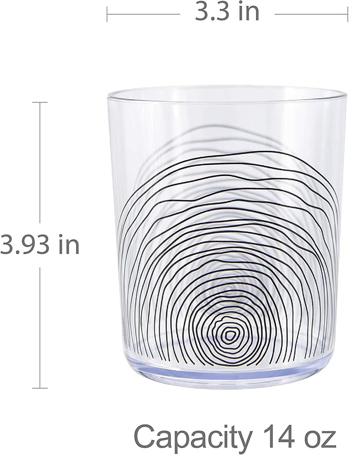 bzyoo BPA-Free Designed Dishwasher Safe 14 oz Plastic Tumbler Set which is Durable and Stackable Great For Parties Holidays Anniversaries (6 PCS, Organica Black)