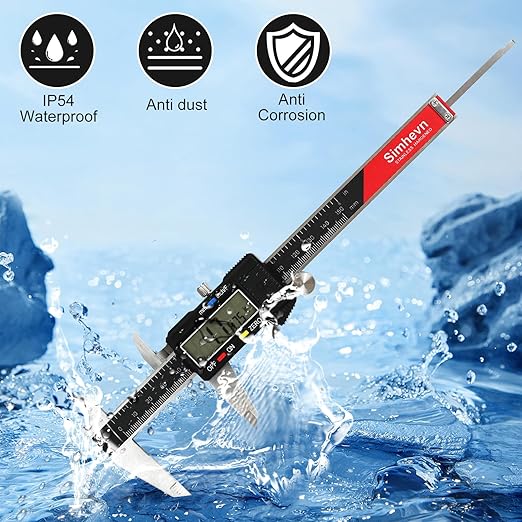 Digital Caliper Measuring Tool,with Large LCD Screen, Easy Switch Inch/MM/Fraction,6inch/150mm Stainlee Steel Caliper and 8inch/200mm Stainlee Steel Ruler for DIY/Household