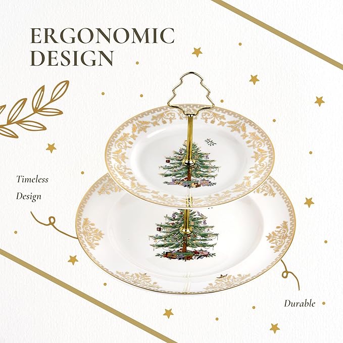 Christmas Tree Gold Cake Stand