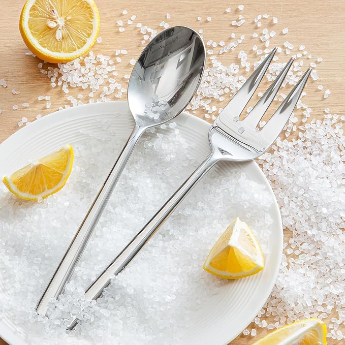 KINGSTONE 65-Piece Silverware Set with Serving Utensils, Forged Flatware Set Cutlery Set Premium Stainless Steel, Service for 12, for Home, Wedding, Party, Mirror Polished and Dishwasher Safe