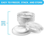 MontoPack 9” Round Aluminum Foil Pans with Clear Lids | Disposable Containers with Straight Walls for Storing, Baking, Meal Prep & Reheating | Freezer & Oven Safe, Recyclable | 40 Pack of Tins