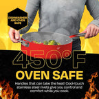 Guy Fieri's Flavortown 15-Piece Ceramic Cookware Set, Nonstick Pots and Pans for Cooking, Easy-Clean Kitchen Cookware, Made without PFAS PTFE PFOA, Induction Compatible, Oven & Dishwasher Safe, Red