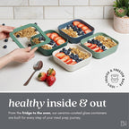 Ceramic Coated Glass Food Storage Container | No PTFE, PFOA, PFAS, and BPA | Reusable Non Toxic Meal Prep Container with Glass Lid | Easy To Store | 8 Cup Square [Crema]