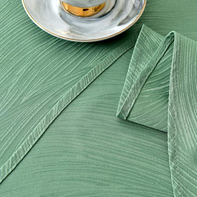 maxmill Round Jacquard Tablecloths Swirl Design Spillproof Wrinkle Free Heavy Weight Soft Table Cloth for Circular Table Cover of Buffet Banquet Parties Holiday Dinner Round 90 Inch Sage Green