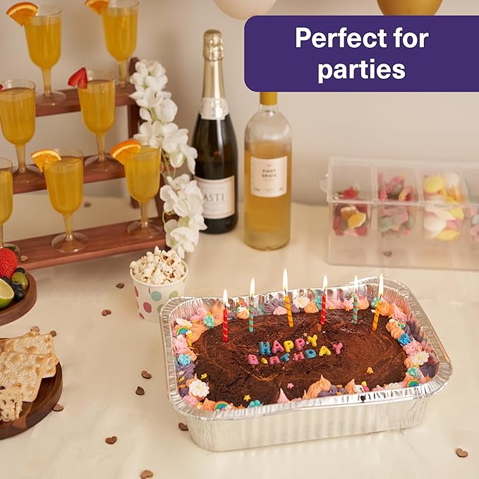 MATANA 9x13 Aluminum Pans Foil Trays (25 Pack) Disposable Baking Tin Foil Pan, Half Size Deep Steam Table Pan, Aluminum Tray, Great for Oven Roasting, Chafing, Heating, Serving Food, Parties