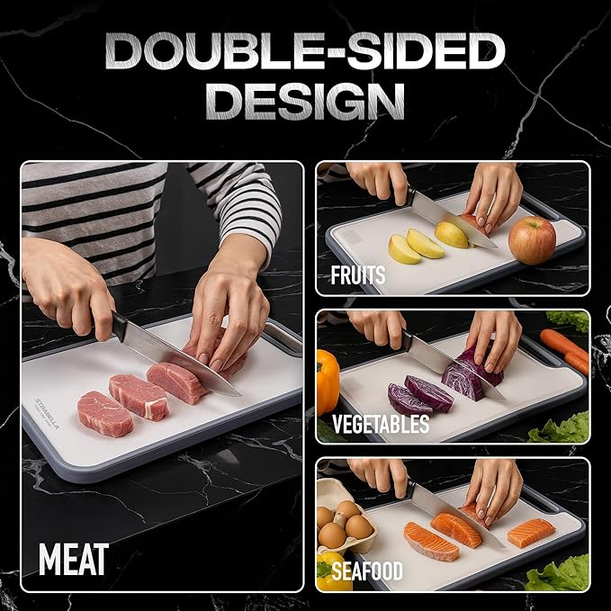 100% Pure Titanium Cutting Board - Double Sided Titanium Cutting Boards For Kitchen - Dishwasher Safe Large Cutting Board for Cutting Meats, Fruits, Vegetables