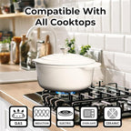 Zulay Kitchen 7.7 Quart Enameled Cast Iron Dutch Oven with Lid, Silicone Trivet & Heat Pad – Premium Durability & Oven Safe up to 500°F – Heavy Duty Cookware Perfect for Bread Baking, Stews, Braising & Roasting – White