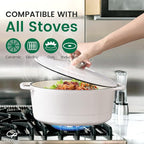 Chef Power Dutch Oven Pot with Lid 6QT, Enameled Cast Iron Dutch Oven for Bread Baking, Braising, Stews, Roasting, Oven Safe Dutch Ovens, Cream White