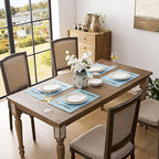 Romanstile Cloth Placemats Set of 8-12 x 18 Inch, Heat Resistant Double Layered Thickened Burlap Place Mats, Washable Faux Linen Farmhouse Table Mats for Kitchen/Dining/Party/Outdoor, Blue