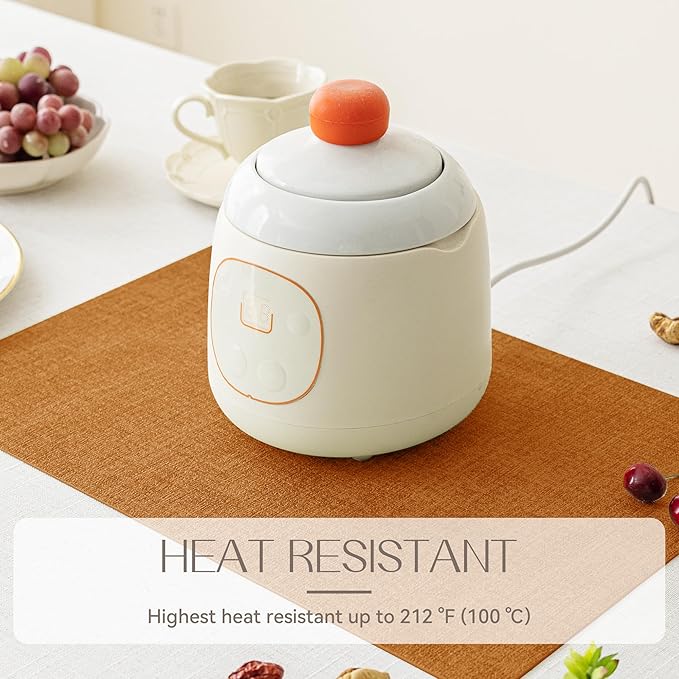 Romanstile Fall Vinyl Placemats Set of 6-12 X 18 Inch - Heat Resistant Place Mats 100% Waterproof Oilproof Wipeable Reversible Faux Leather Table Mats for Kitchen/Dining/Party/Outdoor, Orange