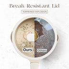 PRICUSIS Ceramic Nonstick Saucepan with Lid, 2 Quart Non Toxic Pot with Pour Spouts, Full Coated, 100% Dishwasher Safe, Induction Compatible & Oven Safe, PTFE PFAS & PFOA Free, Coconut White